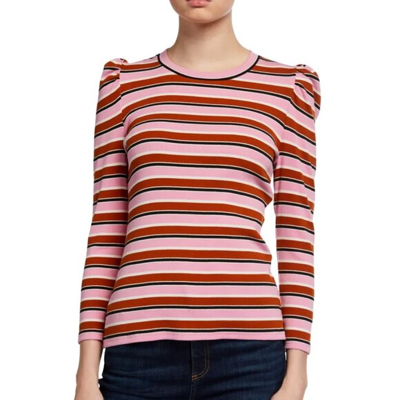VERONICA BEARD Britney Puff-Sleeve Striped Top - Picture 7 of 7